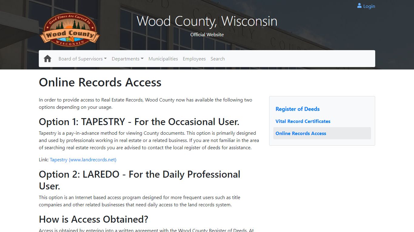 Online Records Access - Wood County Wisconsin